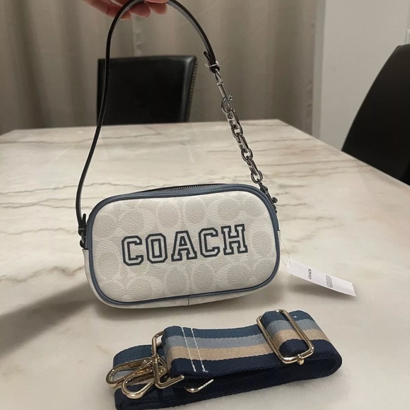 COACH Jamie Wristlet Bag In Signature Canvas /Chalk/Indigo Small Bag Coach New - Picture 1 of 3